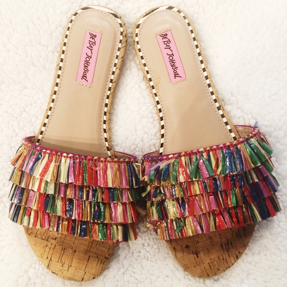 Betsey Johnson Shoes - Betsey Johnson Rainbow Slide Sandals - Size 8